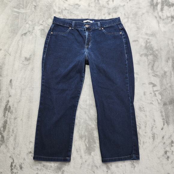 Bandolino Blu Jeans Womens 12 Blue Harper Mid Rise Crop Capri Slim Leg Stretch - Picture 1 of 13